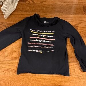 Deux par Deux Black Long Sleeve Tee with Colorful Accents